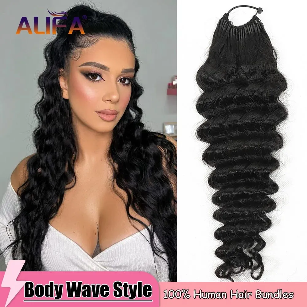 Extensions de cheveux naturels au Crochet, Deep Wave, cheveux bouclés, pré-séparés, sans nœuds, avec boucle, pour tressage, 50g