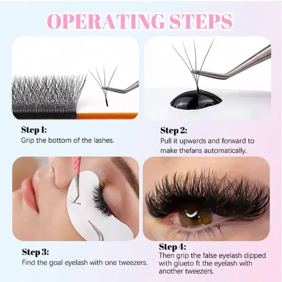 4D W-förmige C/D/L/M-Curl-Wimpernverlängerung, vorgefertigte Volumenfächer, weicher Farbverlauf, Nerz, einfache Verschönerung natürlicher falscher Wimpern — image 4