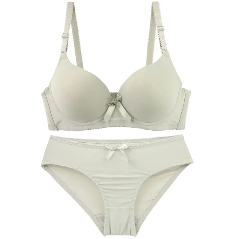 2025 New Sexy Bow Sweat Absorption Plus Size Bras Set Solid Smooth Seamless Breathable ABC Cup Underwear Plus Up Lingerie — image 4