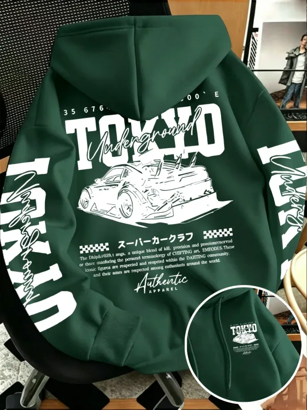 Sweat-shirt à capuche pour hommes, nouvelle collection automne hiver, course souterraine de Tokyo, dessin de ligne imprimé, haut tendance de rue japonaise — image 10