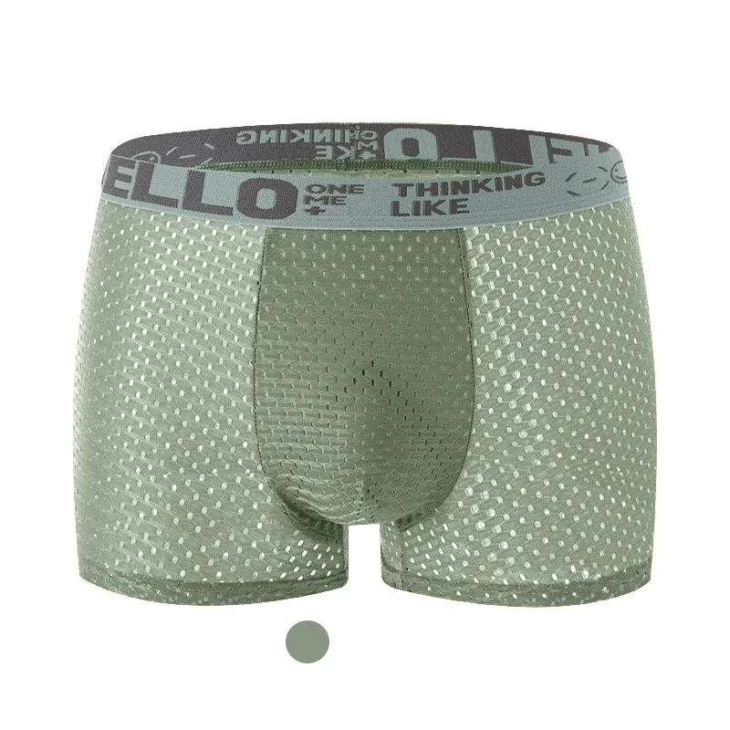 Mens Ice Silkตาข่ายชุดชั้นในฤดูร้อนBreathableตาข่ายCool Boxer Boxerกางเกงขาสั้นสำหรับชาย 45-90KG Anti-แบคทีเรียบางกางเกง