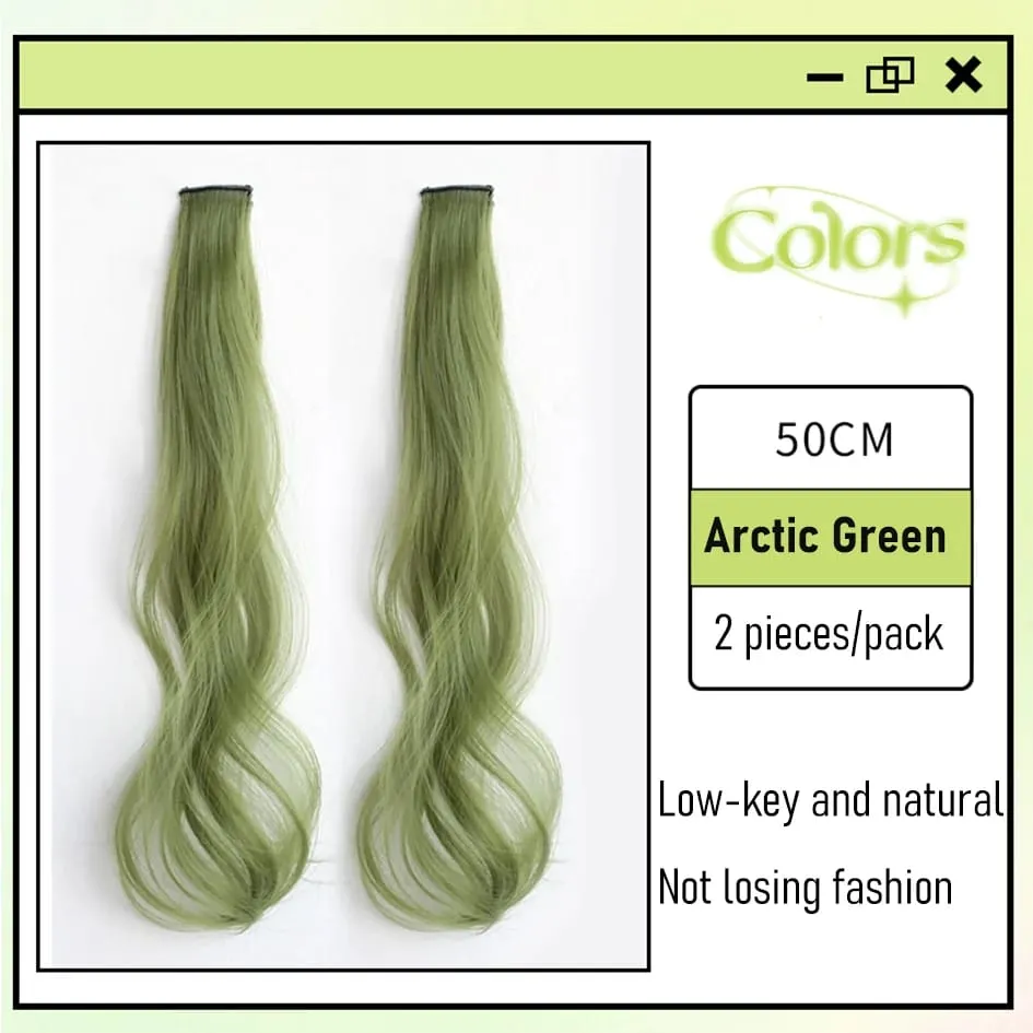 สังเคราะห์ 2 ชิ้น/เซ็ต 50 ซม.สี CURLY Hair Extensions Water WAVE สีชมพู/สีฟ้า/สีม่วงฮาโลวีน/คริสต์มาสวิกผม — image 15