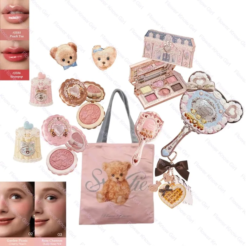 Koleksi Riasan Toko Pop Up FlowerKnow - Set Lip Gloss Perona Mata Berpigmen Tahan Lama untuk Kecantikan yang Lebih Baik