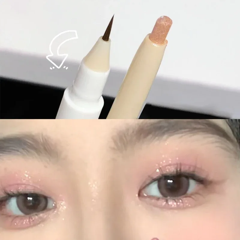 Stylo d'ombre à paupières liquide 2 en 1, crayon à paupières Ultra scintillant, maquillage coréen durable pour les yeux, stylo Gel à pigments à haute brillance, ver à soie — image 10