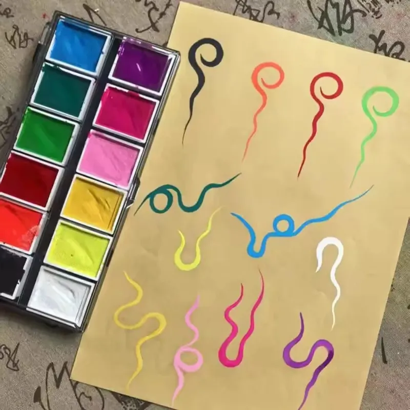 Professional Body Art 12 สีพาสเทลนีออน UV สี Rainbow Split เค้ก Face Paint Palette สำหรับคริสต์มาสฮาโลวีน — image 4