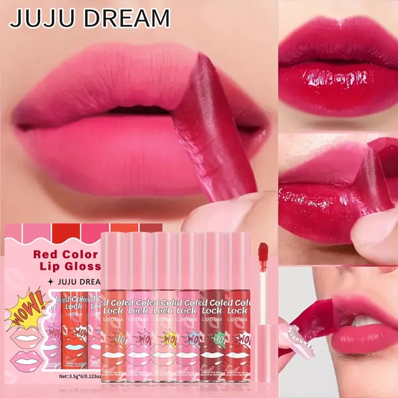 Mattes Lipgloss-Farbset mit 6 Geschmacksrichtungen – glatt, seidig, langlebig, resistent gegen Tassenflecken. Rotbraun-Rosa-Farbpalette für den Alltag — image 5