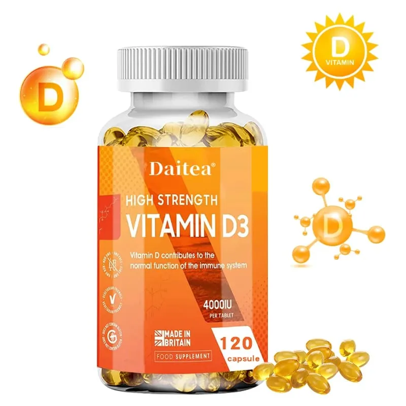 Vitamin D3 Capsules 4000IU Provide Immune Bone Support Promote Calcium Absorption Promotes Muscle Health Nervous System — image 1