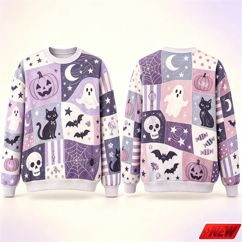Sweat-shirt à manches longues pour hommes, motif d'épissure d'halloween, impression 3D, chat citrouille, sweat à capuche, séchage rapide, Costume de vacances, haut unisexe — image 10