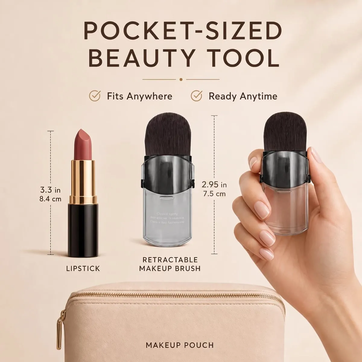 Mini Telescopic Makeup Brushes - Portable Nylon Bristles & ABS Handle for Blush/Powder/Foundation Multi-Use Travel Beauty Tools