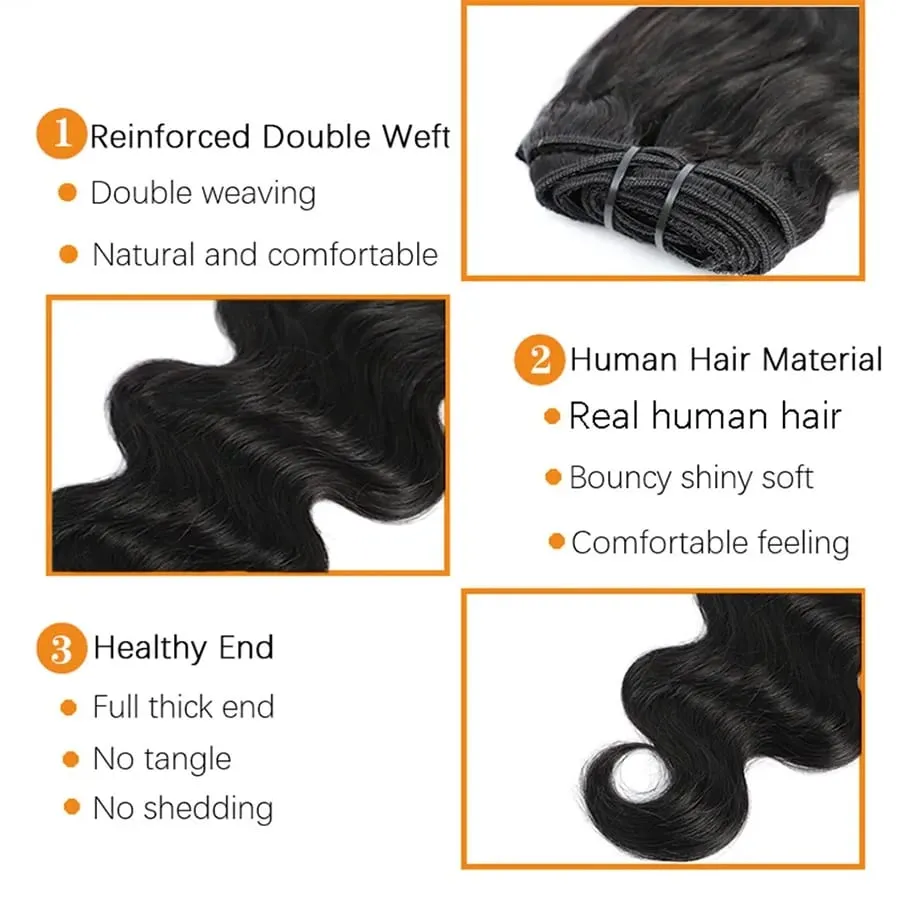 Body Wave คลิปไม่มีรอยต่อในส่วนขยายของผมมนุษย์จริง 8 ชิ้น/เซ็ตธรรมชาติบราซิล Remy ผมคลิปในส่วนขยายเต็มหัว Remy ผมคลิป Ins สำหรับผู้หญิง Double Weft Afro Kinky Culy ผมคลิป — image 3