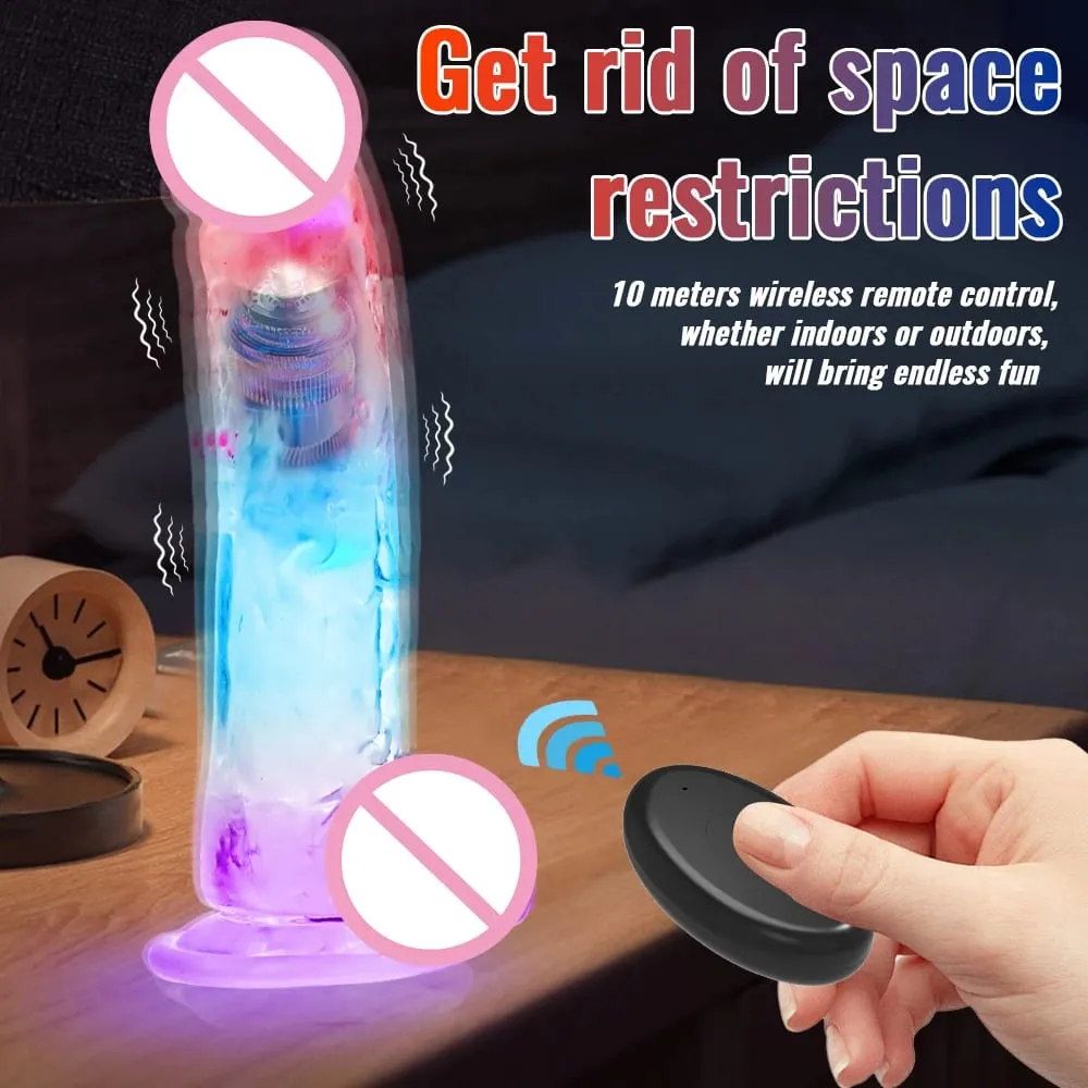 Alat Kawalan Jauh Dildo Realistik Lembut untuk Wanita G-spot Vibrator dengan Lampu LED Palsu Zakar Wanita Melancap Mainan Seks untuk Wanita — image 2