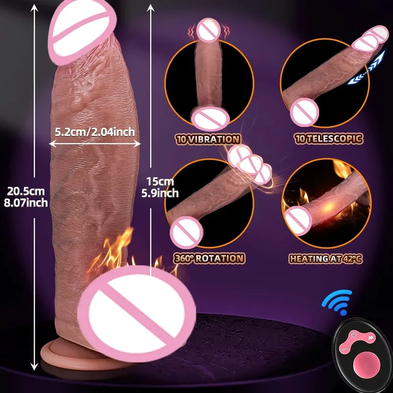Realistico vibratore vibratore telescopico riscaldamento pene telecomando cazzo spinta grosso cazzo masturbazione per donne giocattoli sessuali per adulti