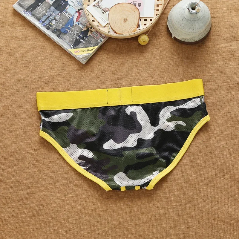 Men's nylon mesh breathable cool camouflage panties addicted youth briefs — image 8