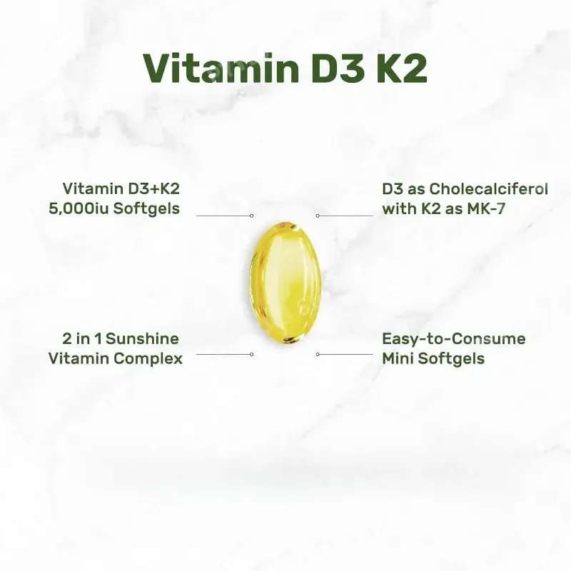 Vitamin D3 + K2 MK7 Softgels 250 Count 2-in-1 Complex Non-GMO Soy-Free Gluten-Free Bone Health Support Immune System Booster — image 4