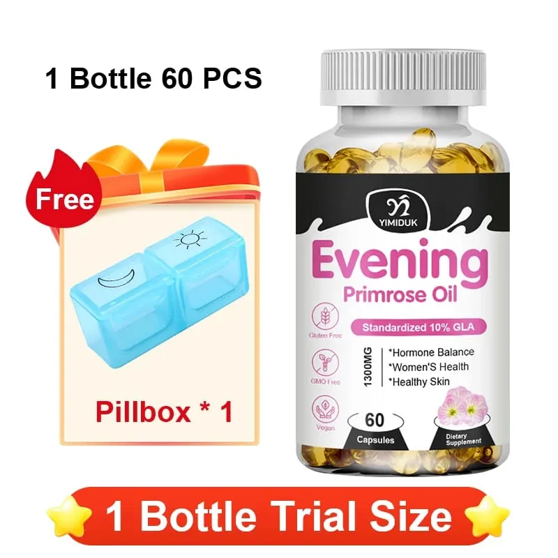 Evening Primrose Oil 1300mg with Rich GLA & Essential Nutrients Balance Hormones Support Women's Comfort & Enhance Skin Health