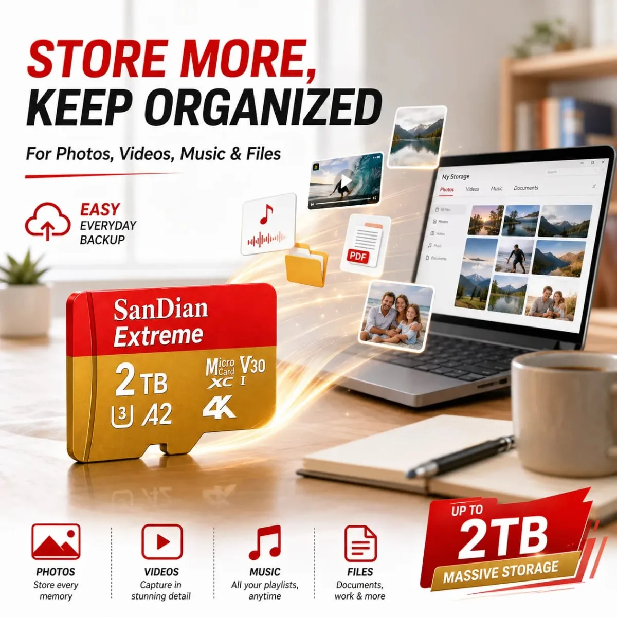 Vysokorychlostní 128GB Micro TF karta Class10 256GB Flash karta 512GB paměťová karta pro smartphone tablet — image 2