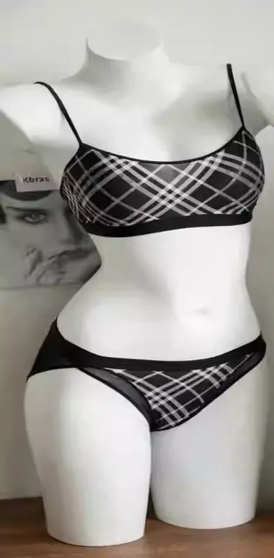 Dámské americké retro kostkované intimky set tenká push up podprsenka proti ochabování podpaží podpora tuku pohodlí každodenní nošení