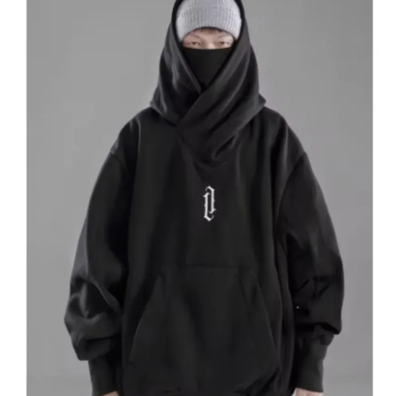 Embroidery Turtleneck Sweatshirt Oversized Y2K Men Women Hoody Japanese Ninja Hoodies Autumn Hip Hop Fleece Pocket Streetwear — image 5