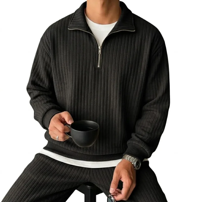 Quarter Zip Ανδρικά Φούτερ Πολυτελή Μονόχρωμες Ρίγες Πουλόβερ Φούτερ με Κουκούλα Γυμναστήριο Άνδρας V Λαιμός Φερμουάρ Πουκάμισα Μακρυμάνικα Ανδρικά Παλτά