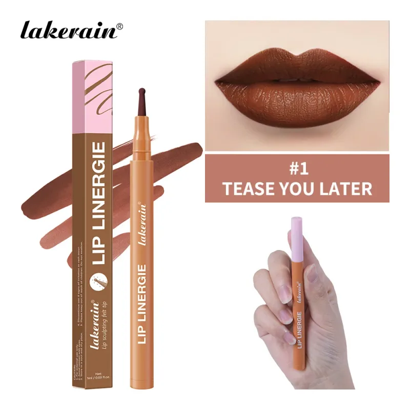 2-in-1 Lip Contour Lip Stain Pen Smudge-proof Non-stick Cup Moisturizing Lip Makeup Cosmetic Dual-Sided Tip Lip Stain & Liner — image 21