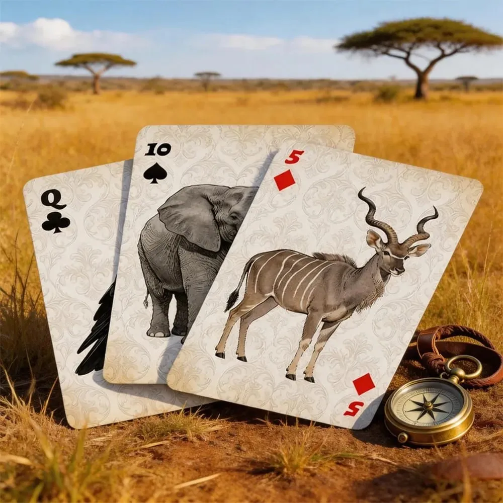 Carte da gioco Savannah Animal Mazzo di carta premium Carte da poker mescolate lisce per giochi da tavolo per feste e spettacoli magici — image 6