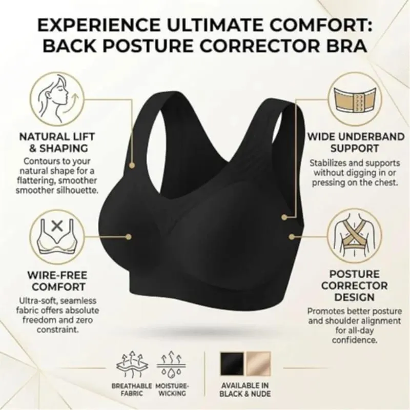 Sujetador de soporte de postura para mujer, sujetadores de postura inalámbricos con cierre frontal y espalda cruzada, soporte de cobertura completa, Bralettes de realce, soporte de postura — image 4