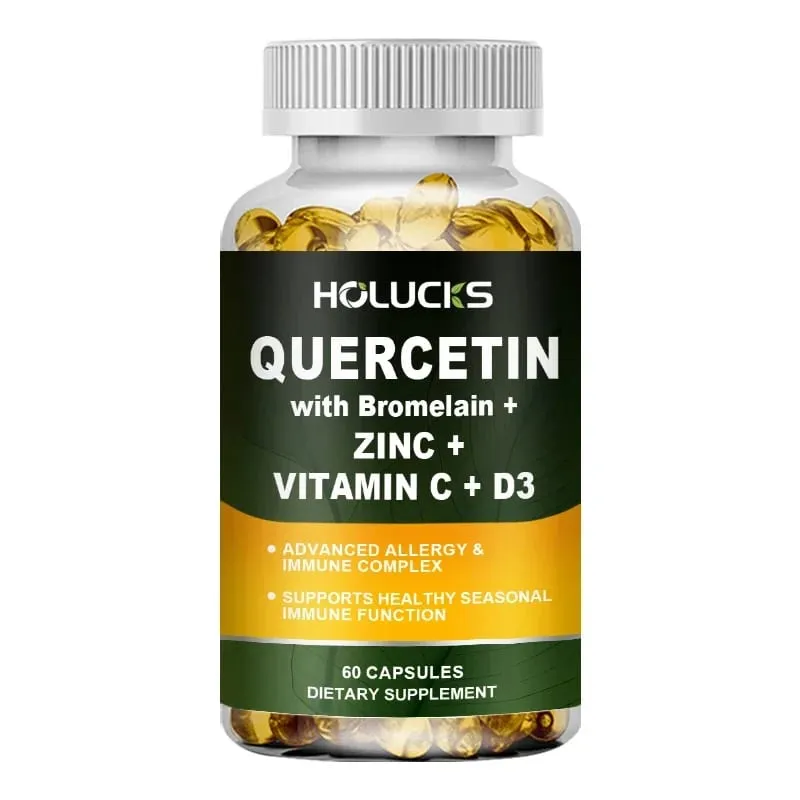 Supplément avancé de quercétine vitamine C + D3 avec bromélaïne pour l'immunité, la santé de la peau et des os solides, vitalité globale végétalienne