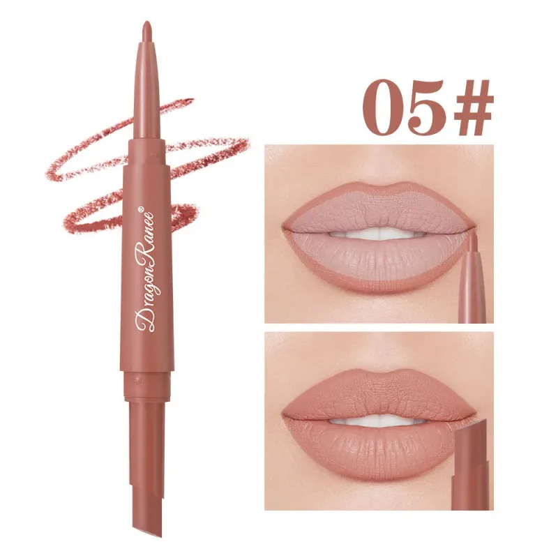 Double Head Matte Lip Liner Pencil 2 in 1 Long Lasting Waterproof Nude Red Lipstick Brighten Outline Makeup Stick — image 14