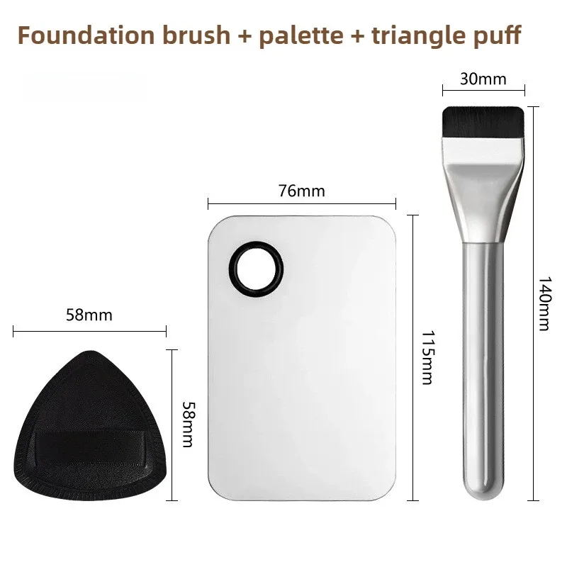 Ultratynd Foundation Brush Makeup Mixing Palette med Spatel Flad Face Contour Brush Kosmetisk Puff Blender Beauty Makeup Tools — image 11