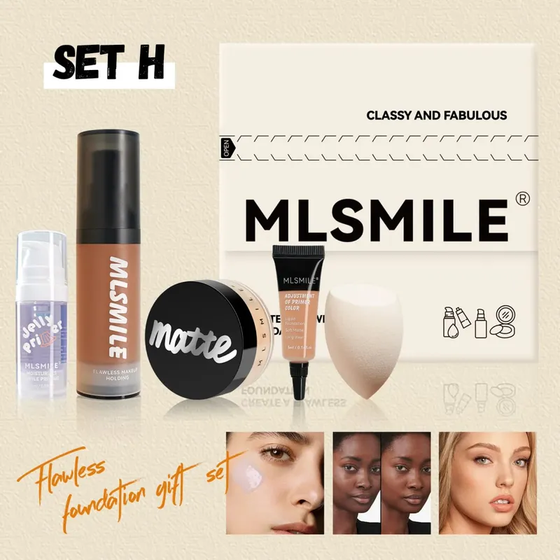 Professionelles Make-up-Set für makellose Grundölkontrolle, loses Pulver, matte Grundierung, flüssige Foundation, Concealer, feuchtigkeitsspendendes Geschenk — image 12