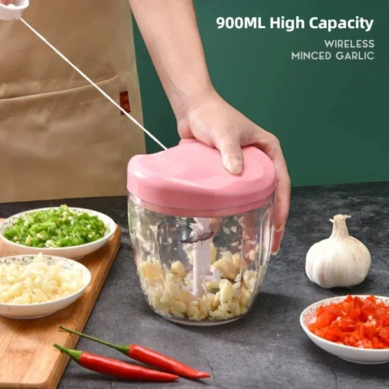 Nuovo Frantoio Verdura Cipolla Taglierina Da Cucina Accessori Da Cucina 500/900ML Manuale Tritacarne Aglio Chopper Ruotare GarlicPress — image 2