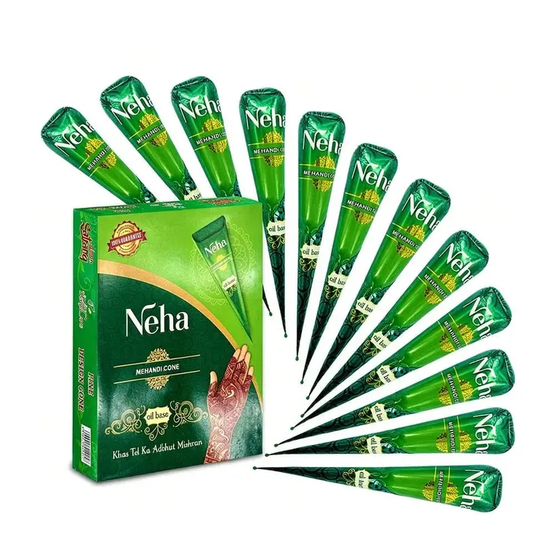 Henna Paste Cones ธรรมชาติบริสุทธิ์พืชกันน้ำยาวนานชั่วคราว Tattoo Mehndi ครีม Body Art มือวาดวาง — image 8