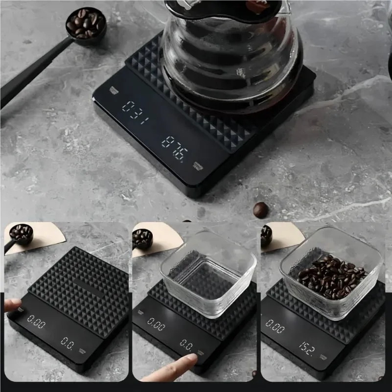 เครื่องชั่งกาแฟอิเล็กทรอนิกส์ความแม่นยำสูงพร้อมแผ่นกันน้ำจอแสดงผล LED USB Timing Professional Home อุปกรณ์เสริมกาแฟ 3 กก./0.1g — image 4