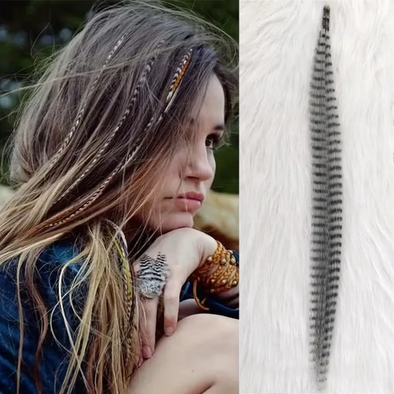 10-Piece Rainbow Synthetic Feather Extensions Multicolor 16-Inch Hair Add-ons Suitable for Women — image 10