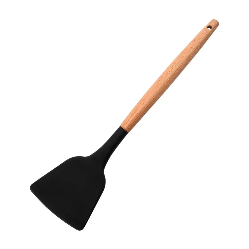 Alat Pemusing Silikon Spatula Telur Ikan Goreng Kuali Senduk Goreng Penyodok Berlubang Pemusing Alat Dapur Perkakas Memasak Dapur a — image 13