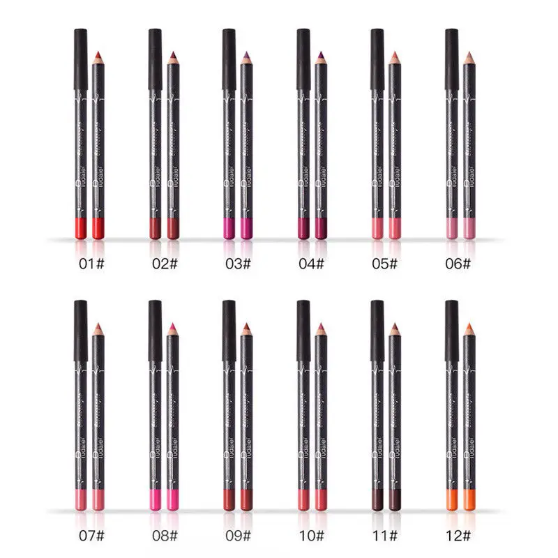 12Pcs/Set Waterproof Pencil Lipstick Set Pen Matte Lip Liner Long Lasting Makeup Pens Easy to Wear Non-stick Cup Cosmetics Kits — image 4