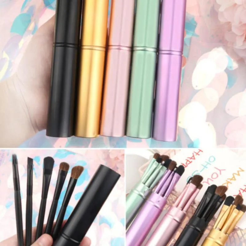 5-teiliger Eyeliner-Pinsel mit Aufbewahrungsrohr, Augen-Make-up-Pinsel-Set, weicher Lidschattenpinsel, Verwischpinsel — image 5