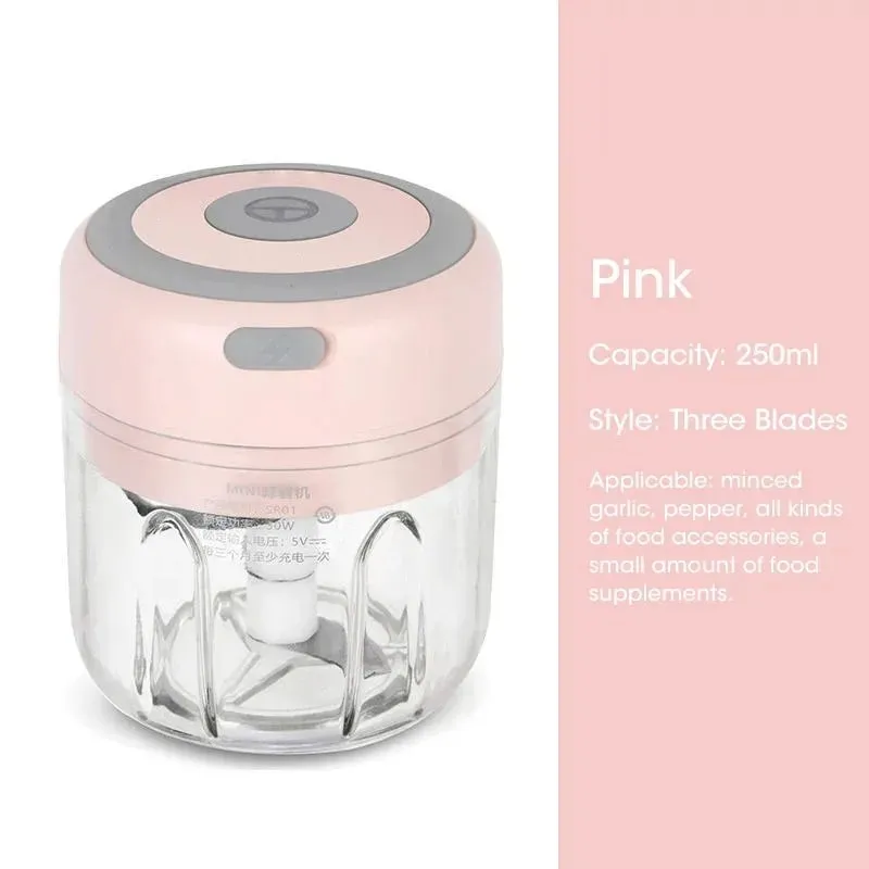 Electric Garlic Chopper 100/250ML Mini Portable Veggie Chopper Garlic Grinder Masher Onion Chopper Blender to Vegetable — image 14