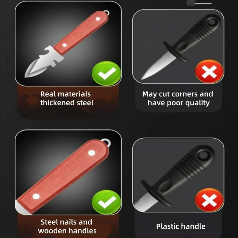 Osztriga kés Éles élű Shucker Shell tenger gyümölcsei nyitó szerszám rozsdamentes acél kagylónyitó osztriga kagyló varangy rák héjához — image 5