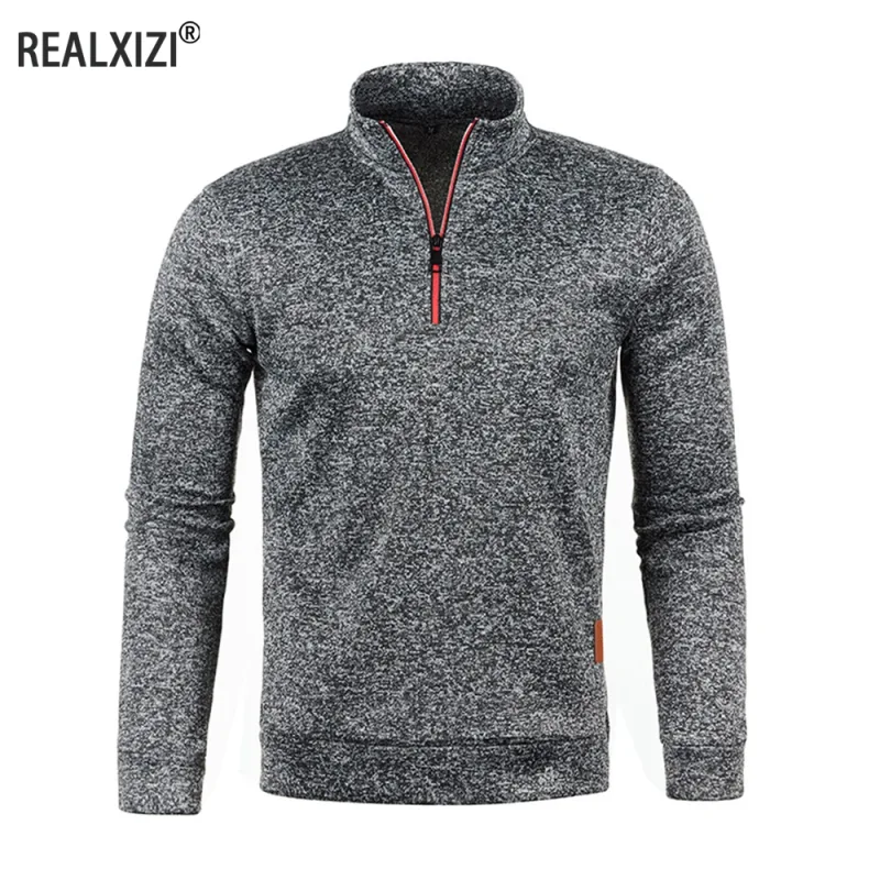 Men's Sweatshirts Half Zipper Pullover Male Long Sleeve Flleece Sweater Standcollar Snowflakes Hoodies Men Clothes — image 6