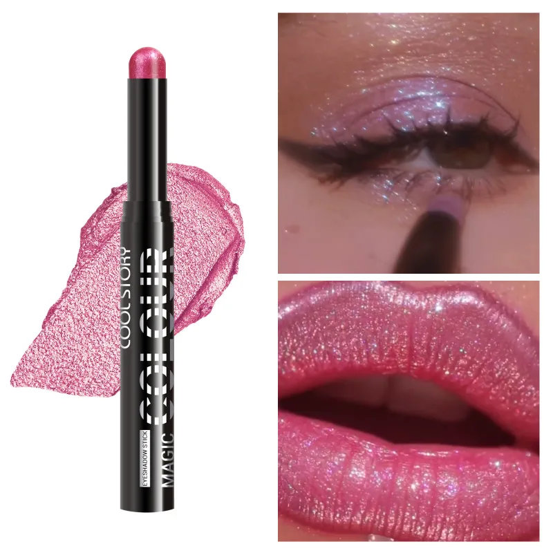 2 en 1 fard à paupières rouge à lèvres bâton crayon imperméable paillettes éclaircir mat ombre à paupières maquillage Pigment fard à paupières stylo — image 19