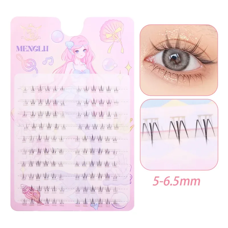 Menglu 4-7mm Marrone sotto le ciglia Piccola fiamma Ciglia inferiori W-41 Stile corto naturale Imitazione dipinta a mano Ciglia finte