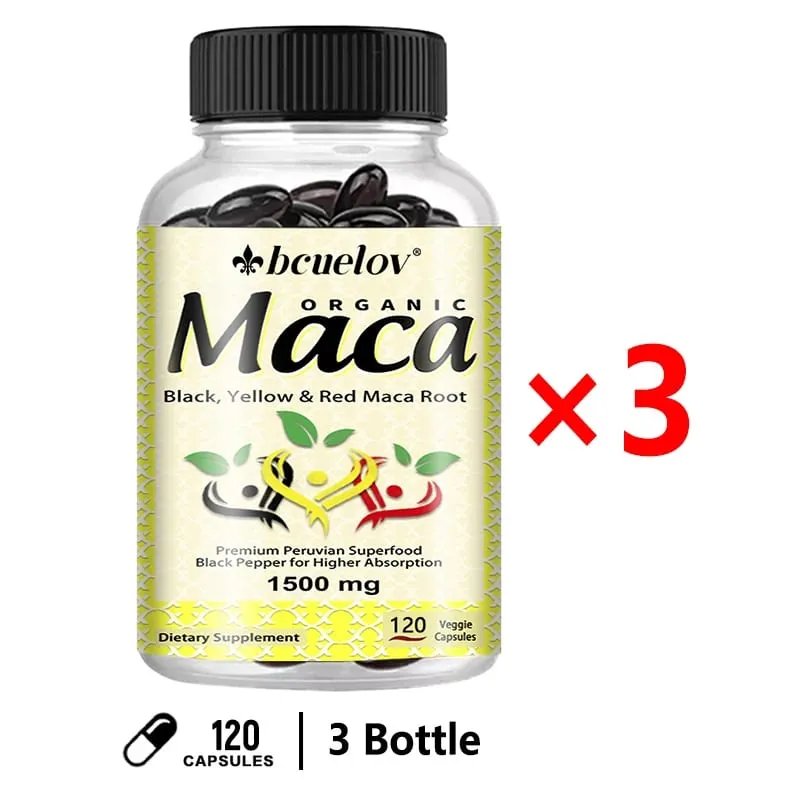 Organic Maca Root Powder Capsules-Black and Yellow Maca Natural Energy Supplement Boost Energy Endurance Support Concentration — image 8