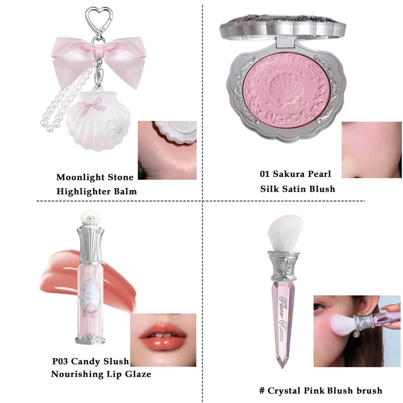 Ensemble bâton et fard à joues surligneur à double extrémité Flower Knows, vernis à lèvres longue durée, ensemble de 4 pièces — image 11