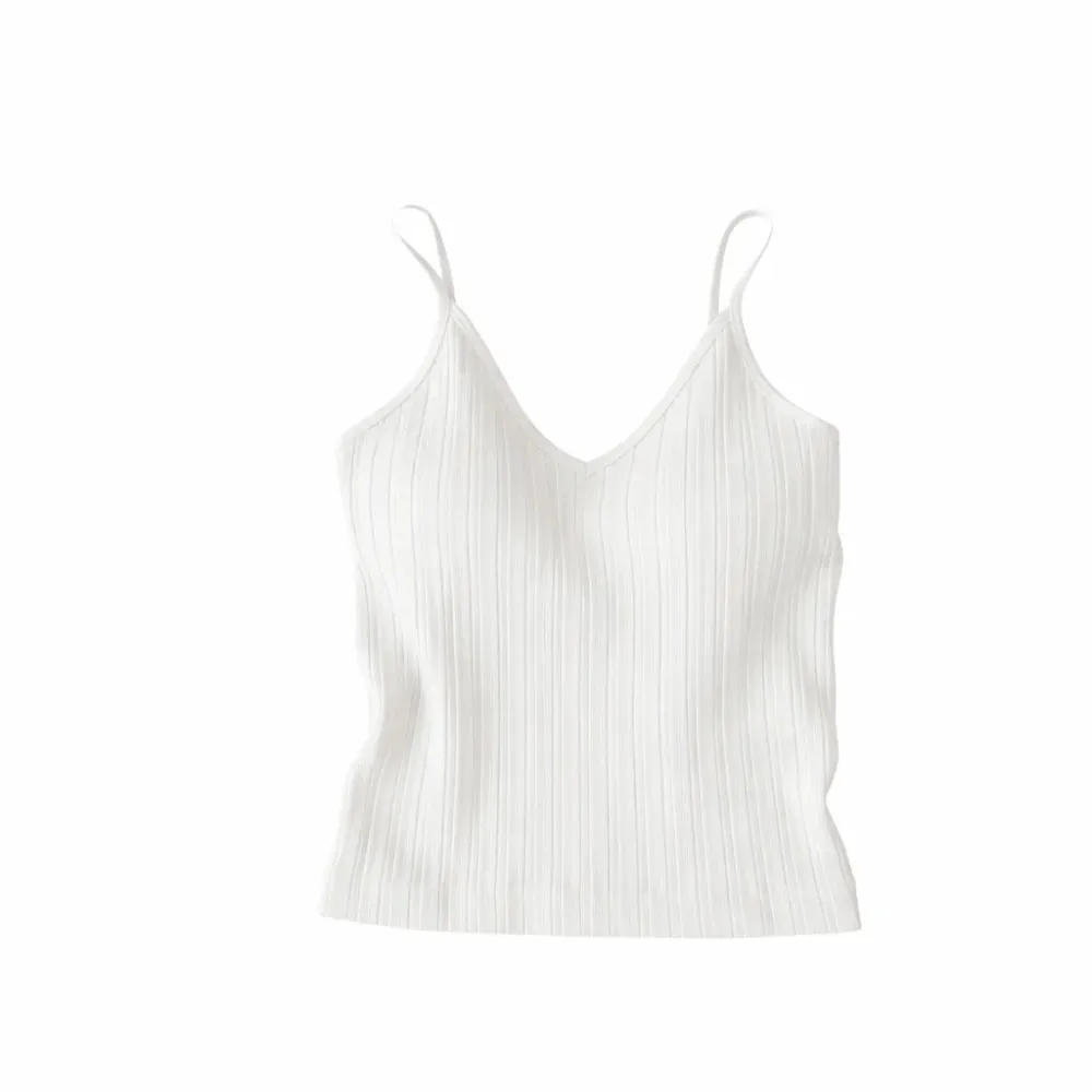New V-neck Camisole Top Inside Wear One-piece Cup Halter Undershirt Sleeveless French Style Lingerie Summer — image 7