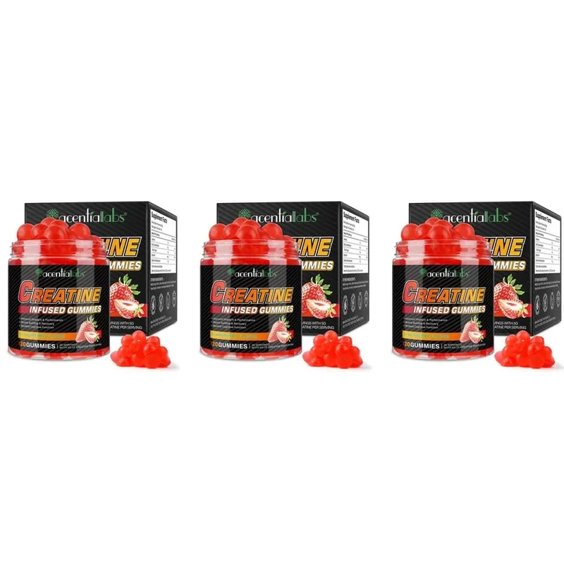 Acentilabs caramelle gommose alla creatina monoidrato per forza e prestazioni costruzione e recupero muscolare 120 caramelle gommose alla fragola — image 9