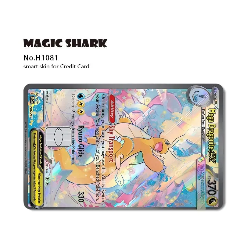 ماجيك القرش ميو تشاريزارد EX Eevee Gengar بيكاتشو TCG بطاقة ثلاثية الأبعاد ليزر الجلد لاصق غشائي لبطاقة الائتمان البنك — image 19