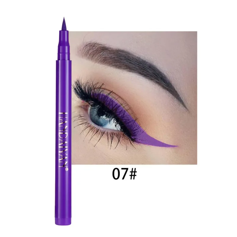 Pensil Eyeliner Putih Matte Cepat Kering Kosmetik Pena Eyeliner Cair Halus Tahan Lama Tahan Air Pena Eyeliner Antinoda — image 18