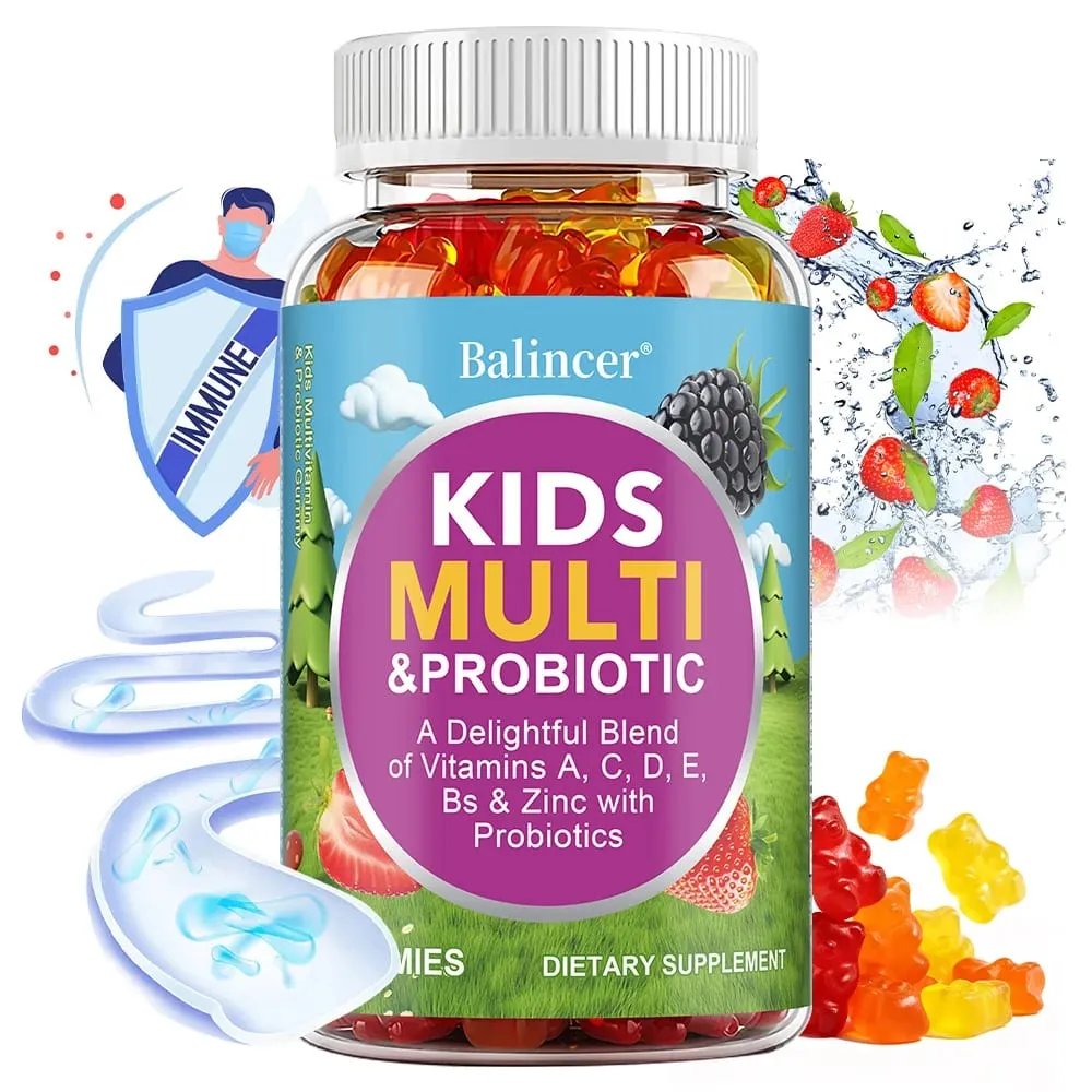 Gummies วิตามินรวมสำหรับเด็กออร์แกนิกพร้อมวิตามิน A C D E สังกะสีโปรไบโอติกส่งเสริมการย่อยอาหารและช่วยเพิ่มภูมิคุ้มกัน — image 1