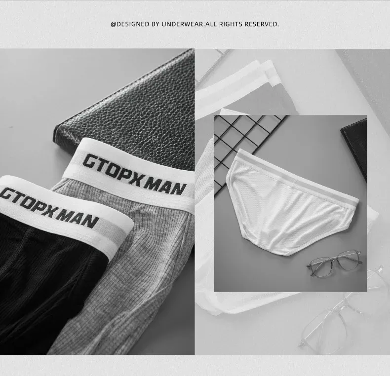 3 Pak Pakaian Dalam Pria Satu Lapis Musim Panas Celana Dalam Bertingkat Rendah untuk Pria Celana Dalam Elastis Nyaman Cocok Ropa Interior Hombre — image 13